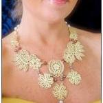 Elegant Affair Bold Statement Necklace Gold Lace..