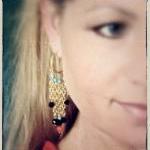 Hesperides Gold Hoops Earrings Red Coral Gold..
